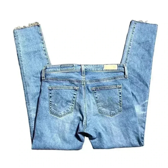 AG Adriano Goldschmied Jeans 27 Blue Denim Raw Hem Skinny Legs - Picture 3 of 7